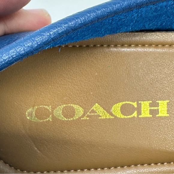 Coach Olive Blue Pebble Grain Leather Loafers Flats - Picture 14 of 15